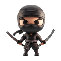 AI generated Cute ninja silent infiltrator character isolated on transparent background png