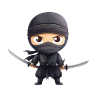 AI generated Cute ninja silent infiltrator character isolated on transparent background png