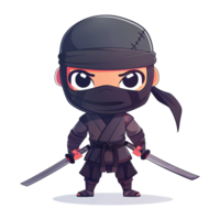 AI generated Cute ninja silent infiltrator character isolated on transparent background png