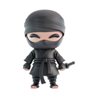 ai gerado fofa ninja silencioso infiltrador personagem isolado em transparente fundo png