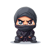 AI generated Cute ninja silent infiltrator character isolated on transparent background png