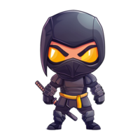 AI generated Cute ninja silent infiltrator character isolated on transparent background png