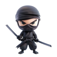 ai gerado fofa ninja silencioso infiltrador personagem isolado em transparente fundo png