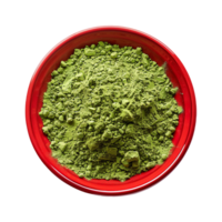 AI generated Moringa powder in red bowl isolated on transparent background png