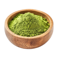 AI generated Moringa powder in wooden bowl isolated on transparent background png