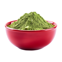 AI generated Moringa powder in red bowl isolated on transparent background png