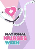 National nurses week flat design. Poster template for annual greetings in the United states. vector