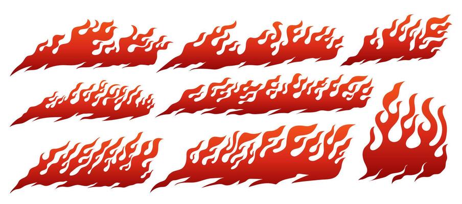 Hand drawn fire flame silhouette illustration. Flat design elements for printing car sticker, motorcycle, adventure t-shirt