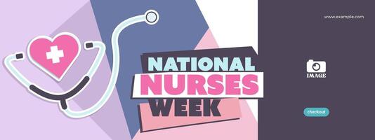 National nurses week flat design. Banner template for annual greetings in the United states. vector