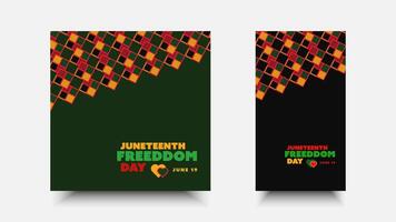 Juneteenth social media template design. History of African American freedom day. Geometric background shape vector