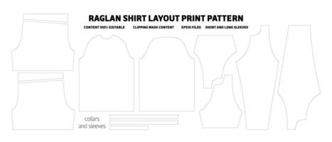 raglan shirt uniform layout print pattern vector