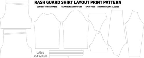 rash guard short and long sleeve uniform layout print pattern vector