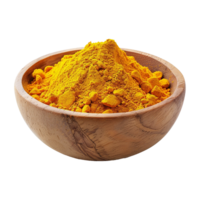 AI generated Turmeric powder in white bowl isolated on transparent background png