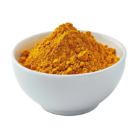 AI generated Turmeric powder in white bowl isolated on transparent background png