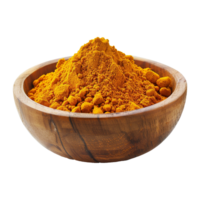 AI generated Turmeric powder in white bowl isolated on transparent background png