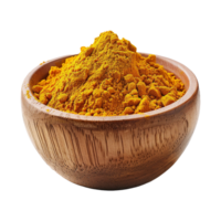 AI generated Turmeric powder in white bowl isolated on transparent background png