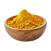 AI generated Turmeric powder in white bowl isolated on transparent background png