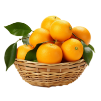 AI generated Oranges in basket png isolated on transparent background