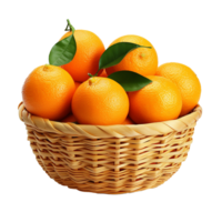 AI generated Oranges in basket png isolated on transparent background