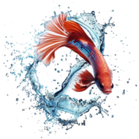 AI generated Water Splash fish isolated on transparent background png