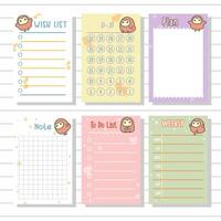 notepad series wish list, weekly, planner, notes or memo for stationary and journal collection set vector