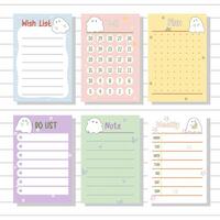 notepad series wish list, weekly, planner, notes or memo for stationary and journal collection set vector