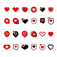 love and like notification mobile apps icon collection set vector