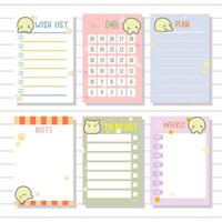 notepad series wish list, weekly, planner, notes or memo for stationary and journal collection set vector