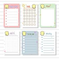 notepad series wish list, weekly, planner, notes or memo for stationary and journal collection set vector