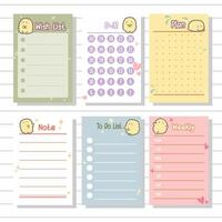 notepad series wish list, weekly, planner, notes or memo for stationary and journal collection set vector