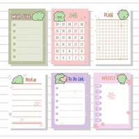 notepad series wish list, weekly, planner, notes or memo for stationary and journal collection set vector