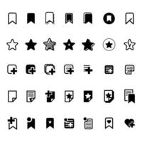 archived and favorite of mobile apps icon collection set vector