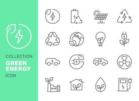 set of green energy icon vector design