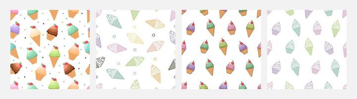 Collection of ice cream seamless pattern vector, design can be for t-shirts, wrapping paper, printing needs vector