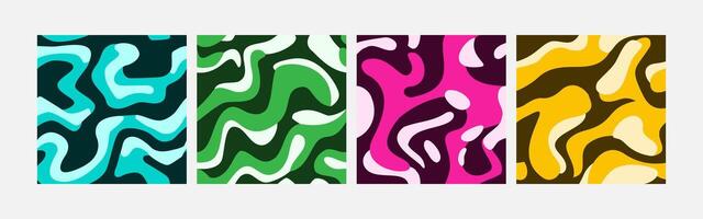 Collection of abstract background colorful waves seamless pattern vector design, design can be for t-shirts, wrapping paper, printing needs