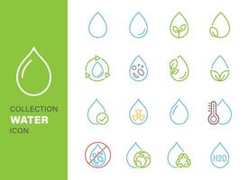 set of water drop icon, green water icon vector design