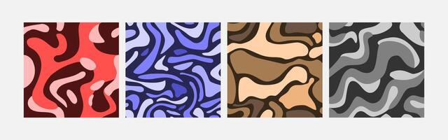 Collection of abstract background colorful waves seamless pattern vector design, design can be for t-shirts, wrapping paper, printing needs