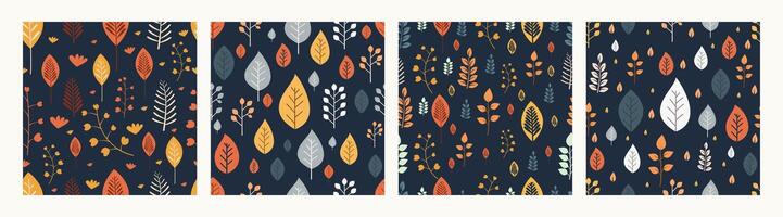 Collection of pattern autumn leaves and flowers theme, design can be for t-shirts, wrapping paper, printing needs vector