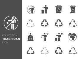 set of trash can icon vector design