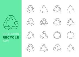 set of recycle line icon vector