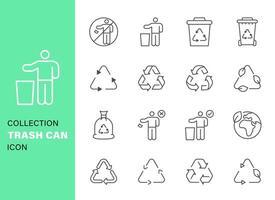 set of trash can icon vector design