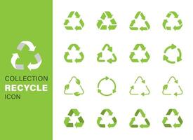 set of recycle icon green color vector