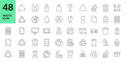 set of waste, recycle line icon vector