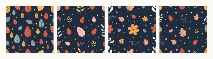 Collection of pattern autumn leaves and flowers theme, design can be for t-shirts, wrapping paper, printing needs vector