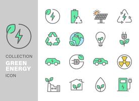 set of green energy icon vector design