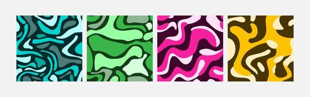 Collection of abstract background colorful waves seamless pattern vector design, design can be for t-shirts, wrapping paper, printing needs