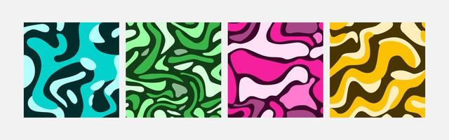 Collection of abstract background colorful waves seamless pattern vector design, design can be for t-shirts, wrapping paper, printing needs