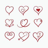 vector conjunto de corazones mano dibujado garabatear estilo blanco antecedentes