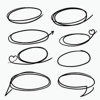 Vector circle line bubble with hand drawn doodles for message note sign design element