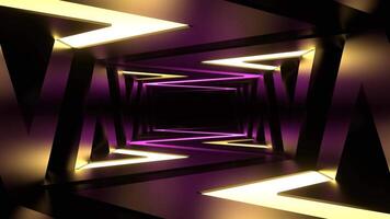 Pink and Yellow Corridor of Neon Curve Lines Background VJ Loop video